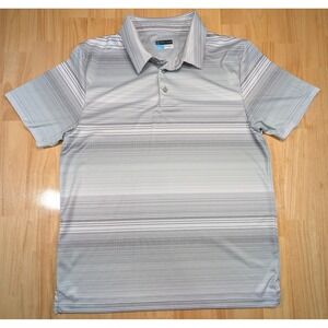 PGA Tour Airflux Polo Shirt Mens XL Gray White Striped Short Sleeve Golf M12326